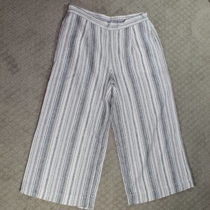 Beachlunchlounge Women's Small Wide Leg Linen Blend Striped Capri Pants